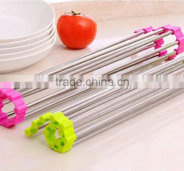 Best Large Commercial Kitchen Folding Over The Sink Compact Stainless Steel Dish Rack, Dish Drying Rack photo-5