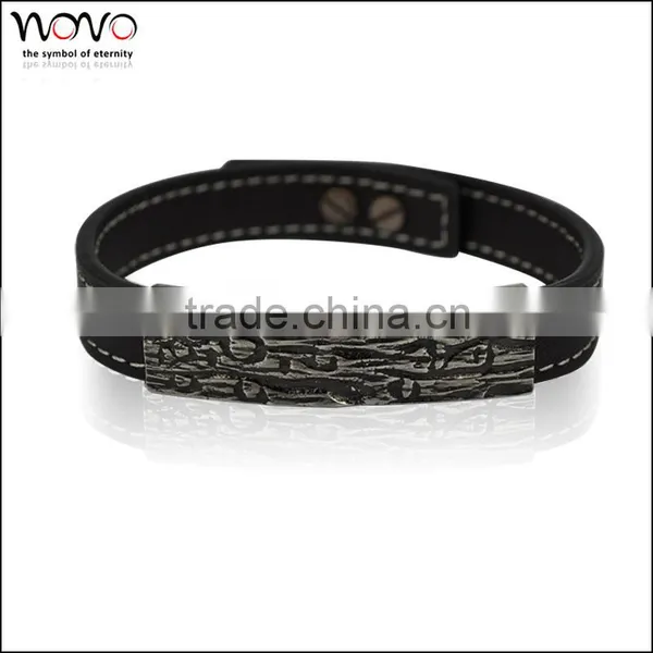 Dongguan Jewelry Factory Stainless Steel Male Leather Braceletmen Fashion Bracelet photo-2