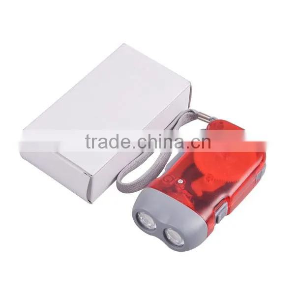 Plasetic 2 LED Light Hand Crank Flat Torch for Promotion photo-2