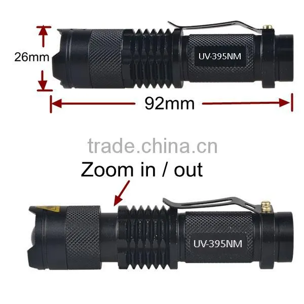 Mini Pocket UV LED 395NM Ultra Violet Zoomable UV Black Light Torch photo-3