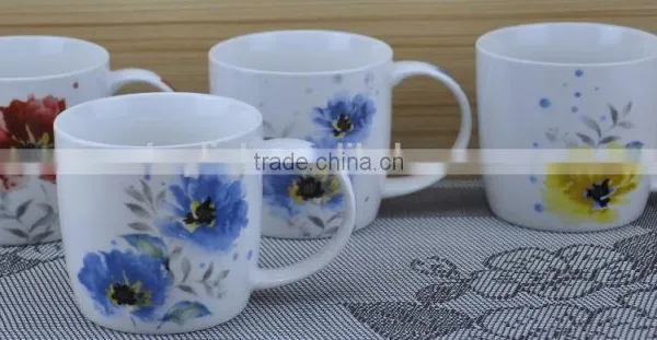11OZ Flower Design Full Decal Print Tea Cups, Shiny Surface Porcelain Mug, KL5008-95 photo-6