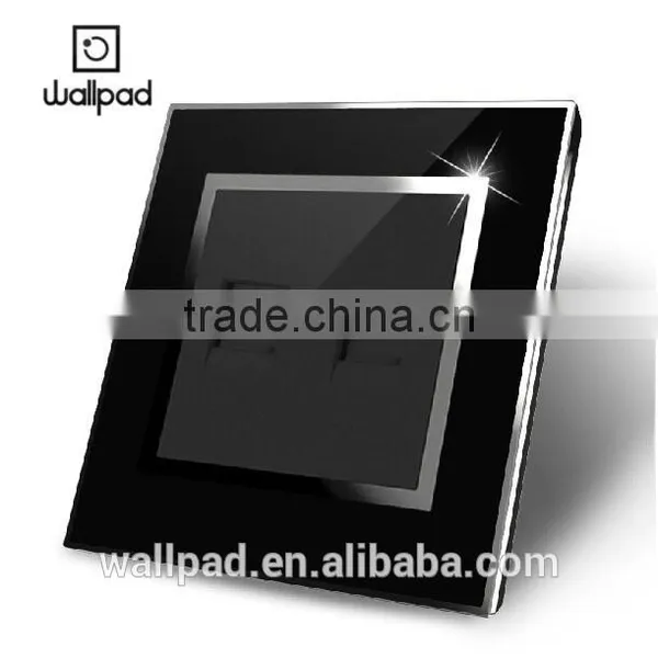 China Suppliers Wallpad Black Waterproof Acrylic Glass 110~250V EU UK Double Computer Network Socket Internet Wall Socket RJ45 photo-2