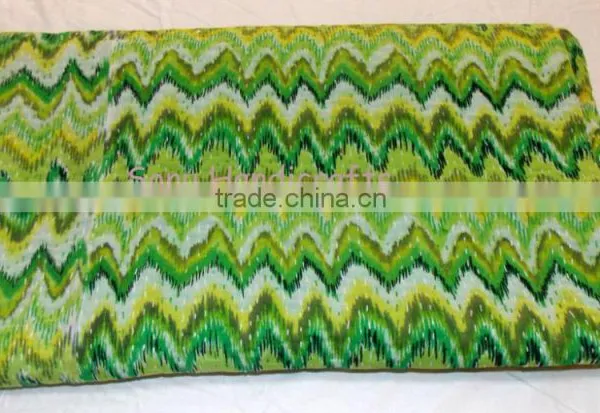 Exclusive Multi Ikat Print Kantha Quilt Queen Size Cotton Bed Cover Reversible Printed Kantha Throw Hand Kantha Work With Ikat photo-5