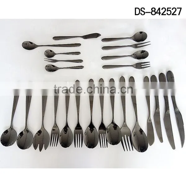 Best Sale Black Titanium Design With Cloth Wheel Light Cutlery Set