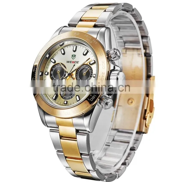 WEIDE Watch Stainless Steel Alarm Luxury Quartz Image Watch Price WH3309 Gold Watch photo-5