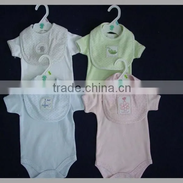 Factory OEM Baby Clothes 2pcs Set Bodysuit Bib