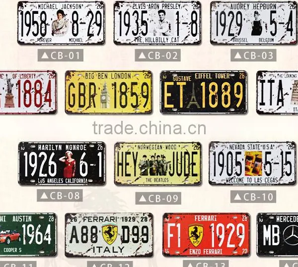 Metal Auto Vehicle Plate Hanging Lisence Decors