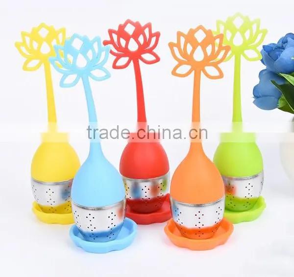 HQ Silicone & Stainless Steel Lotus Design Flower Infuser Tea Strainer photo-5