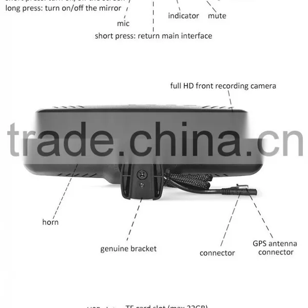 5 Inch Car Interior Rearview Mirror With Gps Navigation; Dvr Recording; Bluetooth; Google Map photo-5