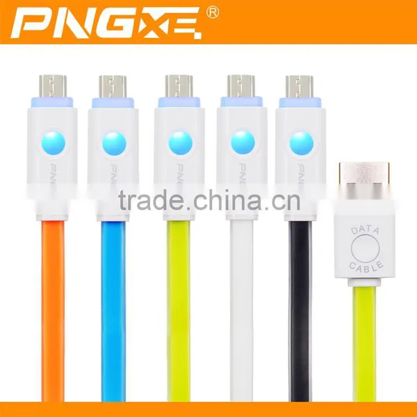 2016 High Quality Colored Led Usb Cable Noodle Flat Micro Usb Cable for Samsung Charger Cable photo-6