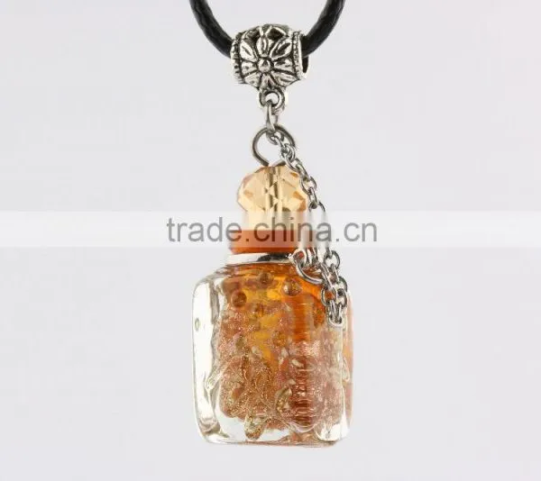Glow in Dark Square Shape Essential Oil Diffuser Perfume Bottle Pendant Aromatherapy Essential Oil Pendant Jewelry photo-4