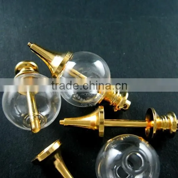 20mm Glass Ball in Gold Plated Brass Vial Pendant DIY Glass Dome Bottle Charm Supplies 1850196 photo-4