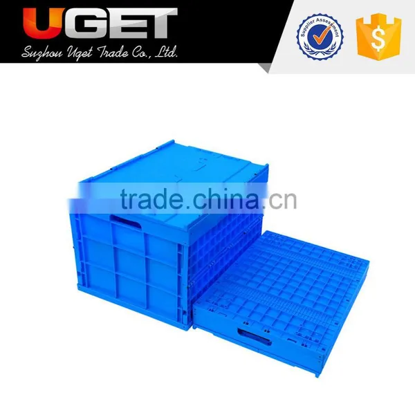 Space Saving Durable Foldable Plastic Storage Large Crate With Lid photo-2