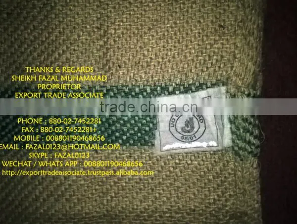 NEW VOT LIGHT CEES JUTE BAGS 43"X29", WT. 2.25 LBS PER BAG, PXS 8X8, 2" GREEN STRIPE IN THE MIDDLE OF THE BAG, HD, OHDS & PACKED photo-3