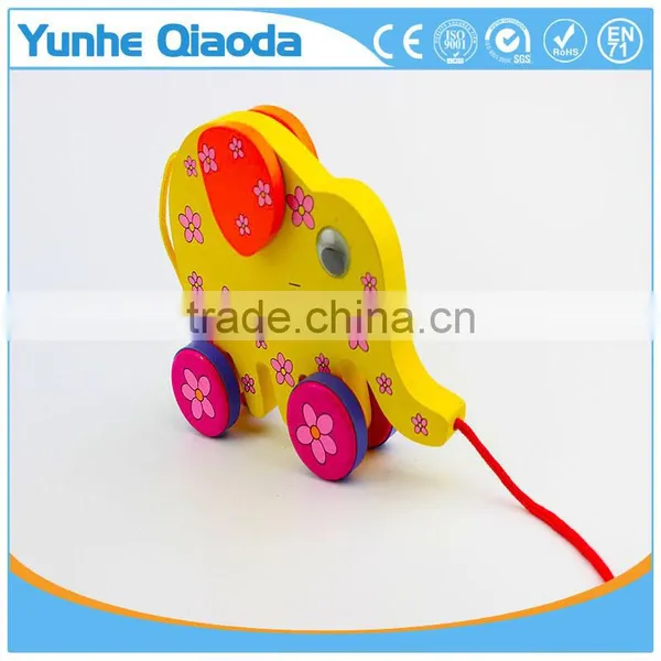 Colorful Pull Along Elephant Wooden Toy as You Pull They Make a Fun for Baby photo-3