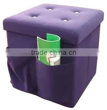Purple Velvet Storage Stool Magazine Holder Folding Storage Ottoman photo-2