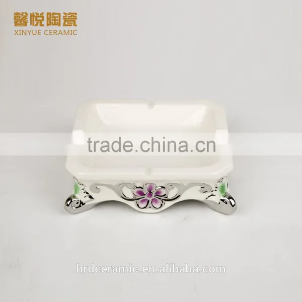 Smoking Clear Ashtray, Square Electroplating Ceramic Ashtray photo-3