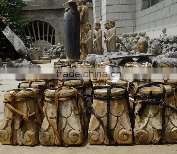 Hand Carved Antique Imitaiton Wooden Base Wooden Column Base Decoration Sculpture