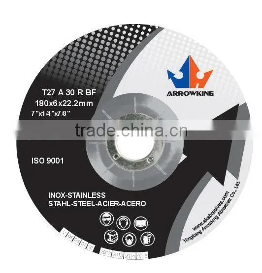 7" 180x6x22.2mm T27 DC Grinding Wheels / Discs for High-grade Steel