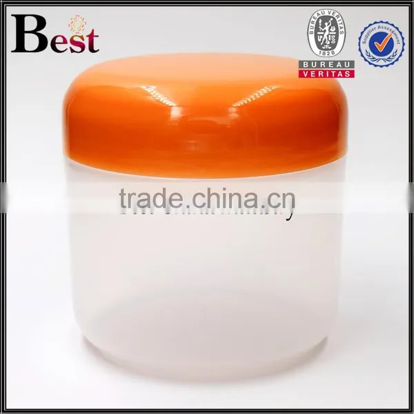 300g Plastic Cream Jar PET Plastic Cosmetic Packaging Cream Jar With Orange Cap photo-2