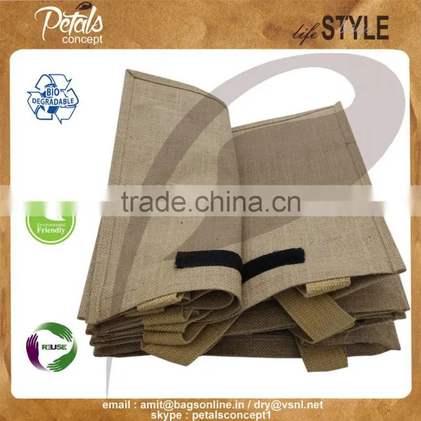 2017 Designer PP Laminated Jute Tote Bag With Web Handle Set of Three Bag photo-4