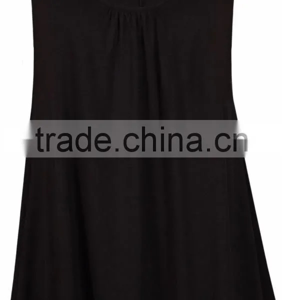 Plus Size Wholesale T-shirts Womens Sleeveless Ladies Ruched Uneven Hem Plain Long Vest T Shirt Top photo-2