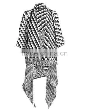 Women's Aztec Diamond Print Knitted Waterfall Cardigan, Women's Sweater