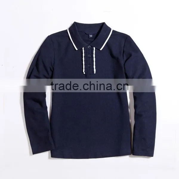 2017 Spring Selling Student Girls' Long Sleeve T-shirt, British Solid Color College Long Sleeve T-shirt photo-3