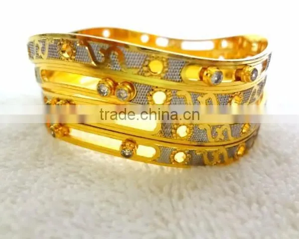 Stylish Micro Gold Plated Bangles With Moving Stones photo-3