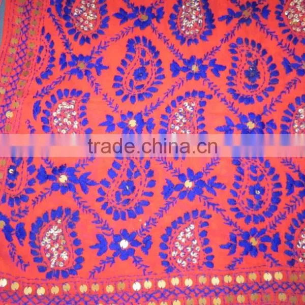 Multicolor PHULKARI GEORGETTE DUPATTA SHAWL, Sequin Hand Embroidery Dupatta photo-3