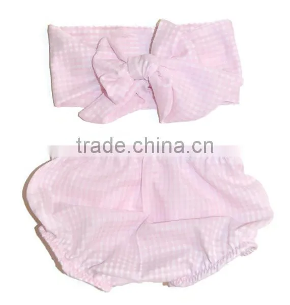 Red Seersucker Bloomer With Headband 2 Pieces Set for New Born Baby photo-4