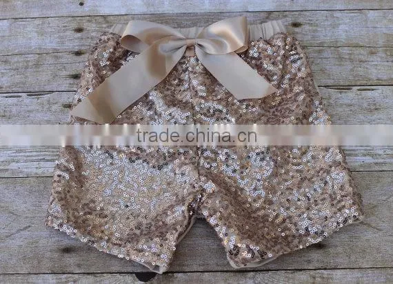 Fashion Newborn Baby Clothes Kids Girls Gold Sequin Matching Shorts With Bow Children Leggings photo-2