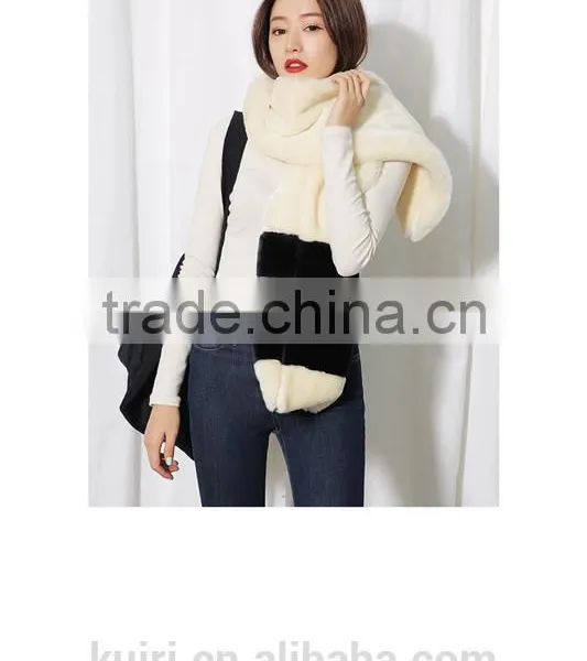 High Quality Faux Rabbit Fur Long Strip Color Woman Winter Fur Long Scarves With Low Price photo-3