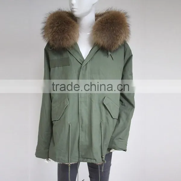 Myfur European Fashion Adults Fur Parka With Faux Fur Lining Real Raccoon Fur Hooded photo-4