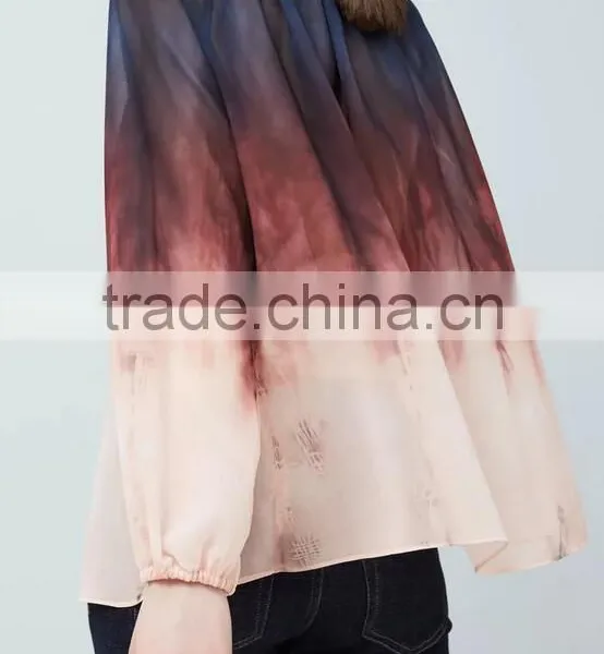 Runwaylover EY2342B Women 2017 Deep V-Neck Fashion Hit Color Blouse photo-2
