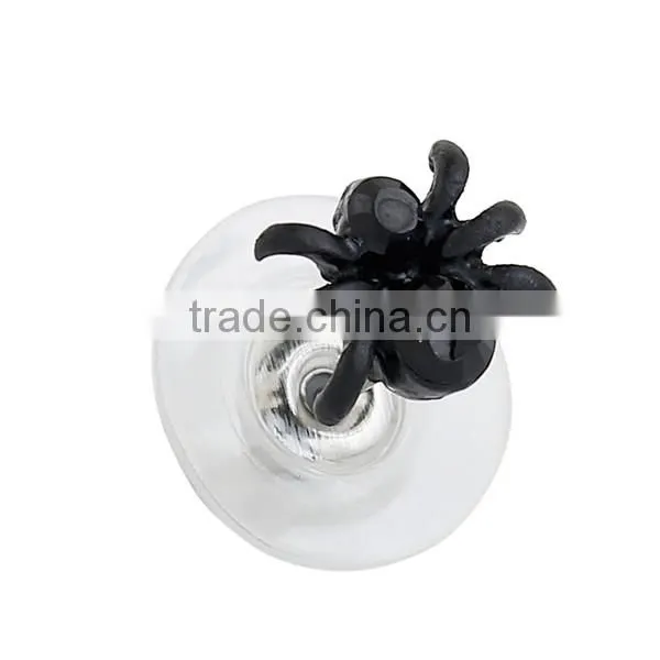 Ear Studs Earrings Halloween Spider Animal Black Rhinestone 8mm x 7mm photo-2