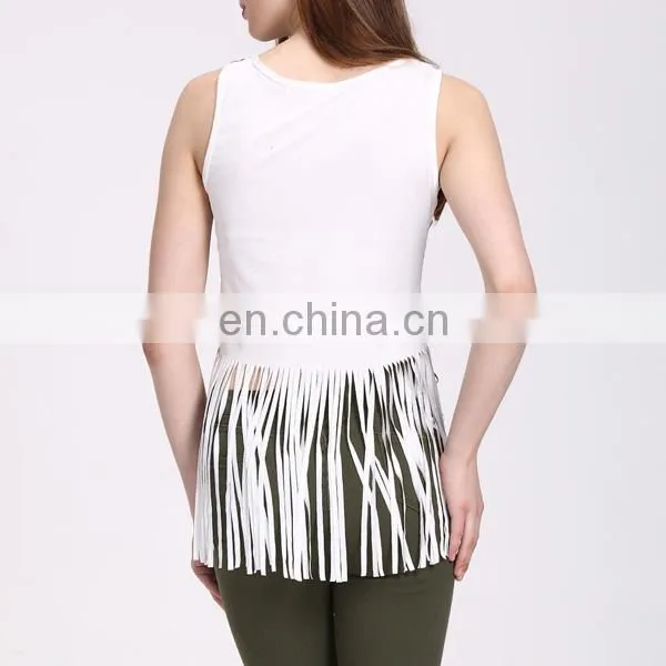 Newest Fashion Sleeveless Shirt With Tassels Sexy Printed Tank Top photo-5