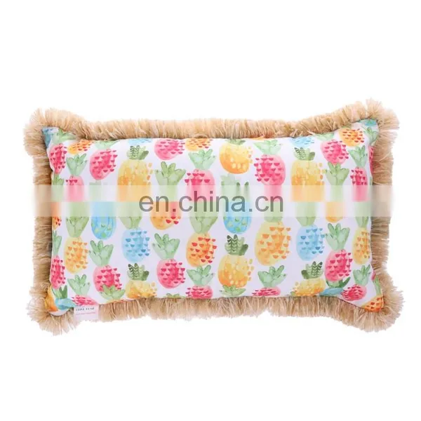 Watercolor Fruit Pineapple Decorative Pillow Cases Spun-Spun Square Cushion Covers for Home Sofa Couch photo-2
