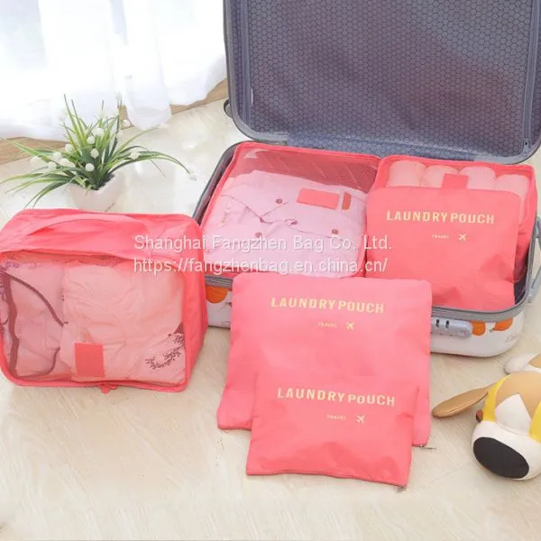 Polyester Cosmetic Wash Bag Women Hanging Toiletry Bag For TravelCustom 6 Set Packing Cubes, Travel Luggage Organizers With Laundry Shoe Bag photo-2