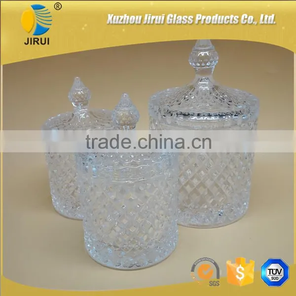 Glass Candy Jar With Glass Lid With Embossed Design Supplier's Choice photo-3