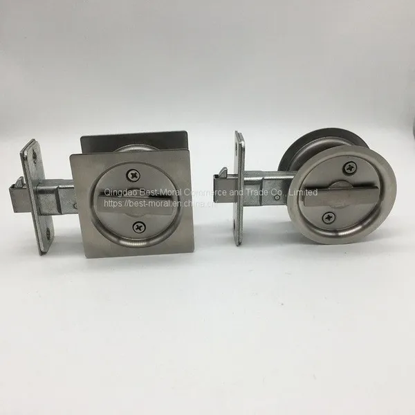 Satin Stainless Steel Round Shaped Sliding Door Lock photo-4