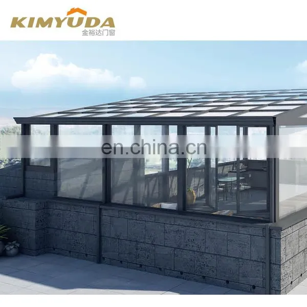 JYD Modern American Style Aluminum Glass Flat Roof Inclined Sun Room Glass House For Villa photo-4