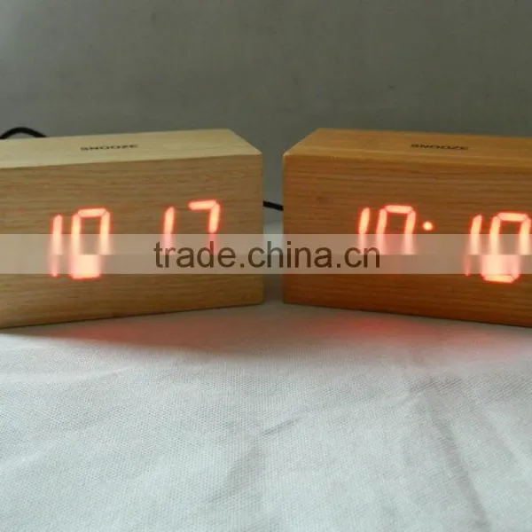 WL1221T Wood Material LED Digital Alarm Weather Station Clock