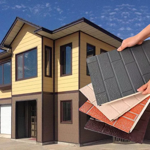 Construction Materials Insulated Wood Grain Wall Panels Polyurethane Pu Sandwich Panel Sandwich Wall Panels photo-3
