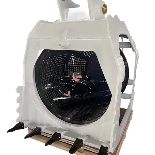 5 Ton Excavator Rotary Screen Bucket Trommel Sifter Topsoil Compost Aggregate Separation Hydraulic Drive Yellow