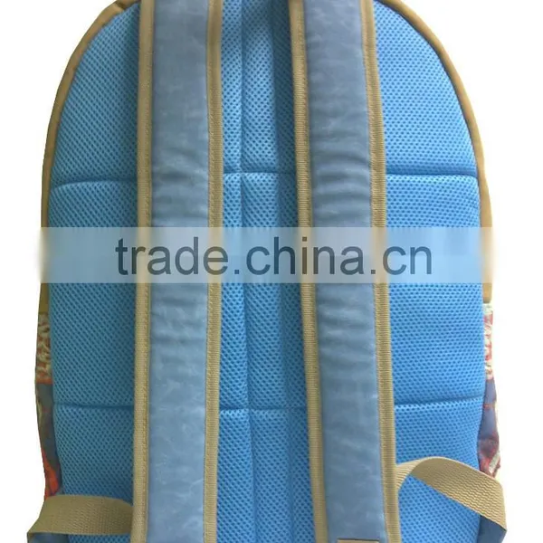 Classic Fashionable Car Printed Canvas + PU Leather Blue Backpack photo-2