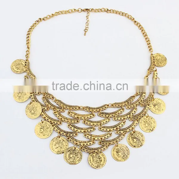 Hot Sale Short Chain Gold and Silver Necklace Coin Tassel Necklace Wholesale photo-4