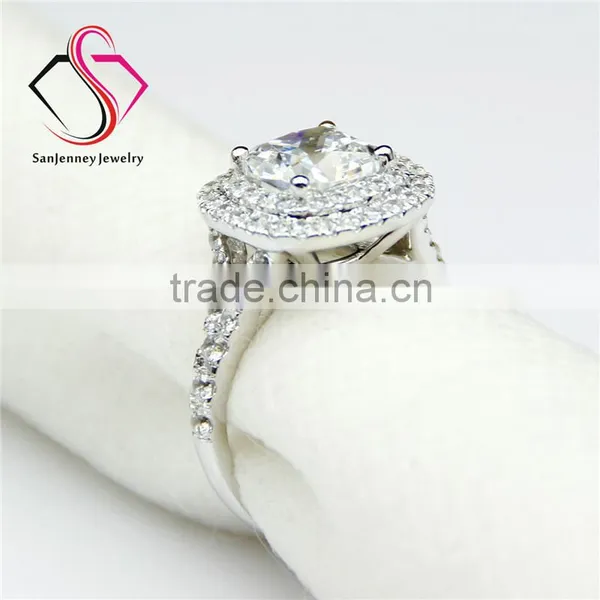 Cushion Brilliant Cut Moissanite 2 Carat 7.5mm Center 14k White Gold Diamond Wedding Engagement Ring photo-3