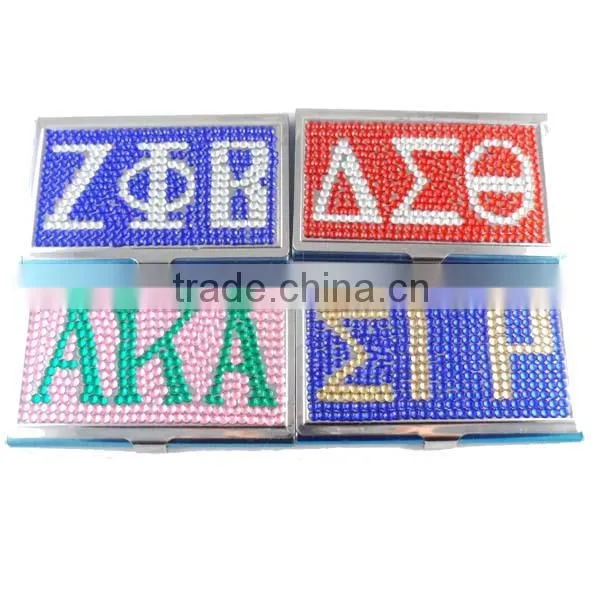 Rhinestone Business Card Holder Case Metal ZETA PHI BETA Business Card Holder Case Quality Choice photo-2
