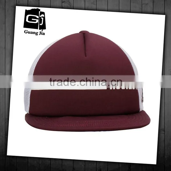 Hot Selling Customized Mesh Hat Sponge Fabric Short Brim 5 Panel Trucker Cap Plain